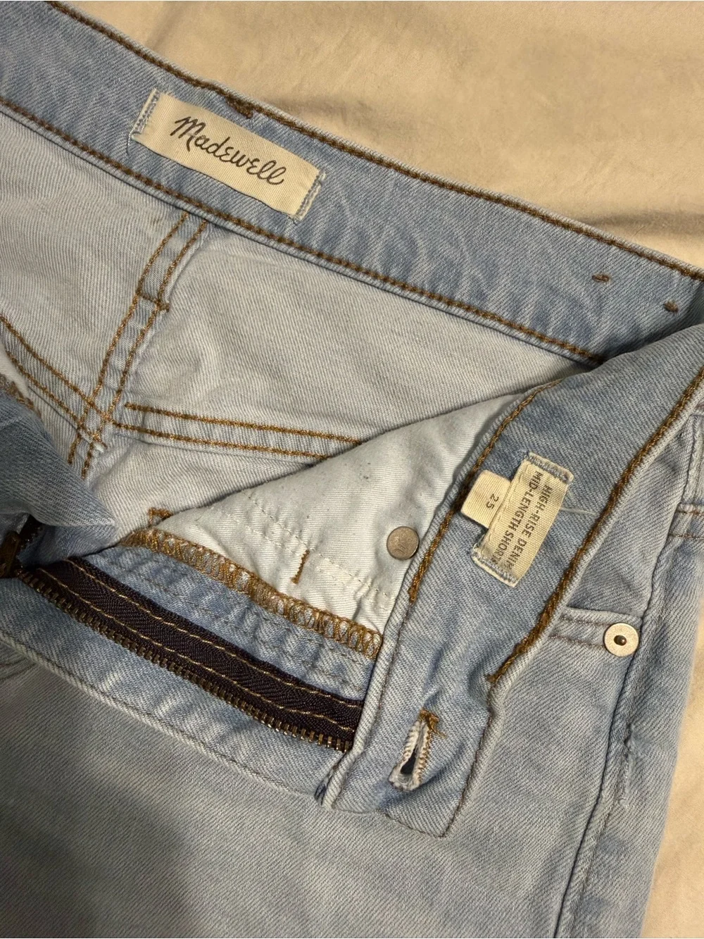 Madewell High-Rise Long Denim Bermuda Shorts Hedrick Wash